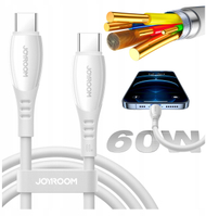 Кабел за полнење Џојрум S A59 Вибрант Серија, УСБ Ц во УСБ Ц, 60W, 1.2m, бел