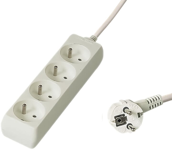 PremiumCord 230V кабел, 10m, 4 приклучоци