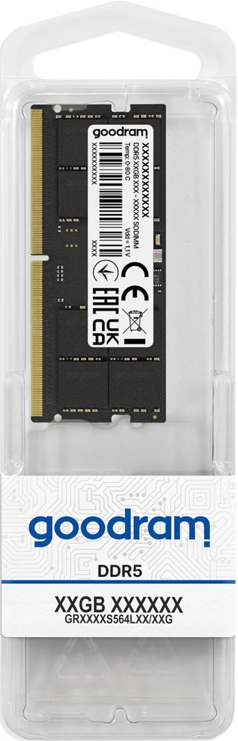 Memorie RAM GoodRam, DDR5 SODIMM, 32GB, 4800MHz, CL40, e zezë
