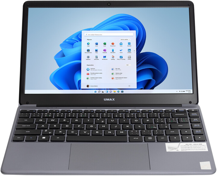 [OUTLET] Laptop UMAX VisionBook 14WQ LTE, 14.1 ", Qualcomm Kryo 468, 4GB RAM, 128GB eMM, Qualcomm Adreno 618, gri
