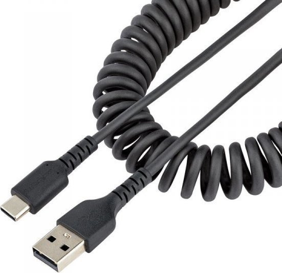 Kabllo karikimi StarTech USB A në USB C, spirale 50cm, USB 2.0 3A, e zezë