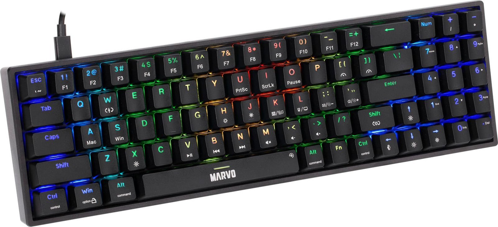 Tastierë gaming Marvo SHOGO 78, mekanike, me kabllo USB, me ndriçim RGB, e zezë