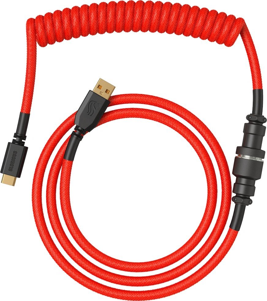Кабел за тастатура Glorious Coiled USB C Artisan, плетен, Crimson Red