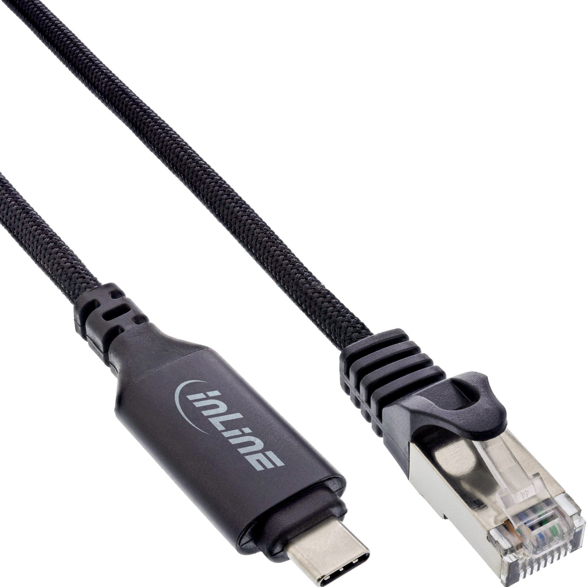 Kabllo rrjeti InLine USB 3.2, USB C në RJ45, Gigabit, 5m, e zezë