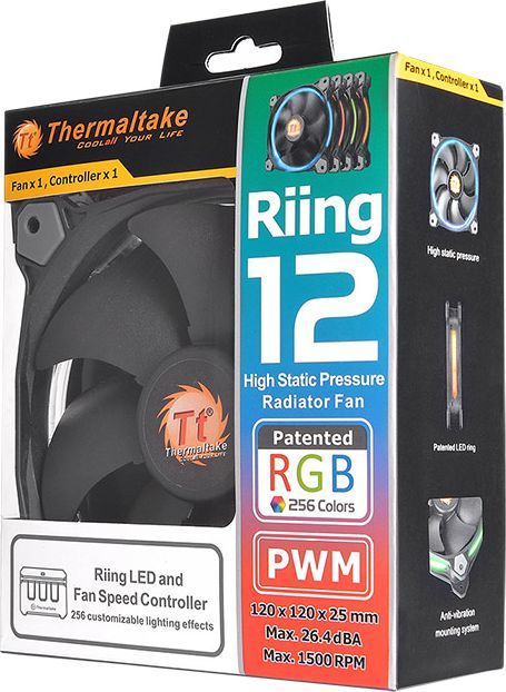Ftohës për kompjuter Thermaltake Riing 12 LED, RGB, 3 copë