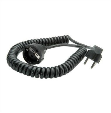 Продолжувач спирален Bachmann H05VV-F, 4m, CEE 7/7 CEE 7/3, црна