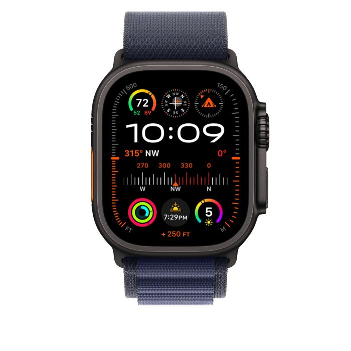 Apple Watch 49mm Loop, Navy Alpine Loop, Black Titanium Finish, M
