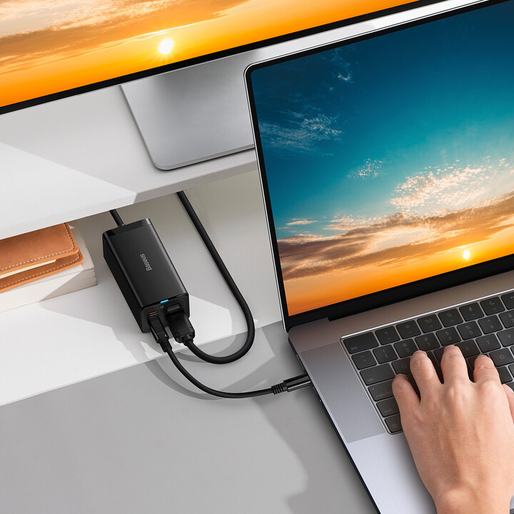 Karikues Baseus GaN5 Pro, 2xUSB-C, USB-A, HDMI, 67W, i zi + kabllo 1.5m
