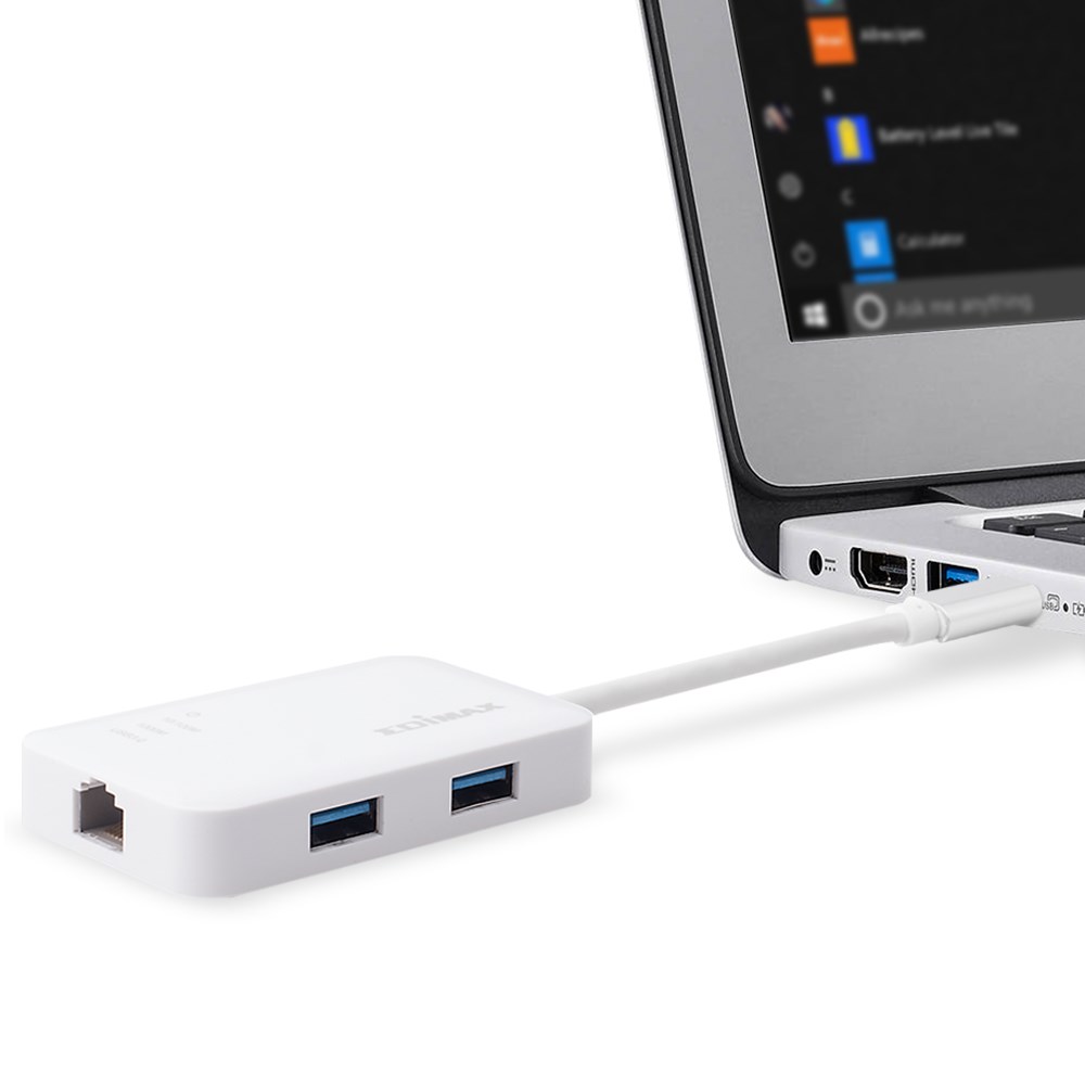 Qendër USB Edimax USB-C, 3 porte USB 3.0, Gigabit Ethernet, i bardhë