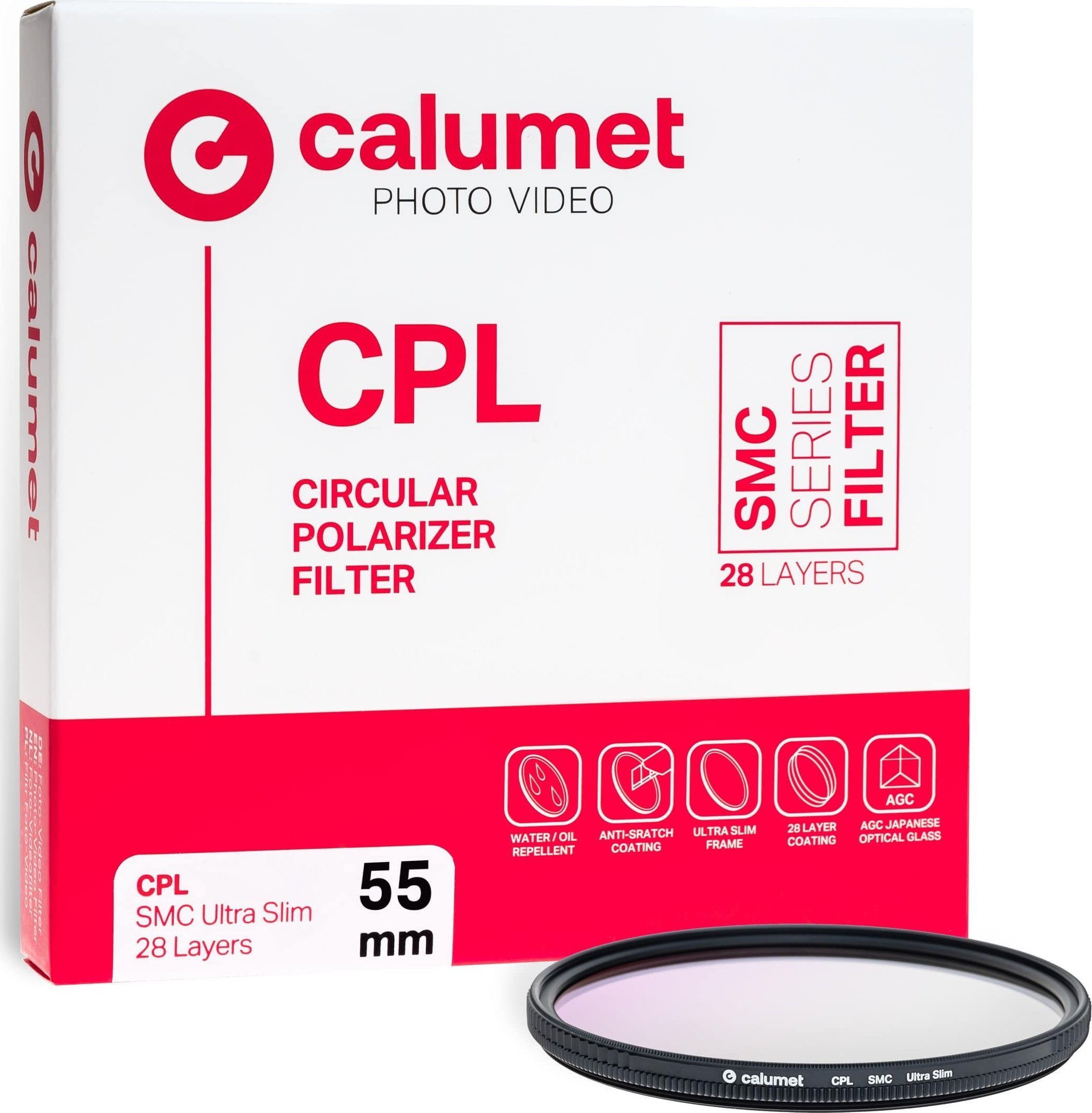 Filtër polarizues Calumet 55mm CPL SMC Ultra Slim, qarkor, i zi