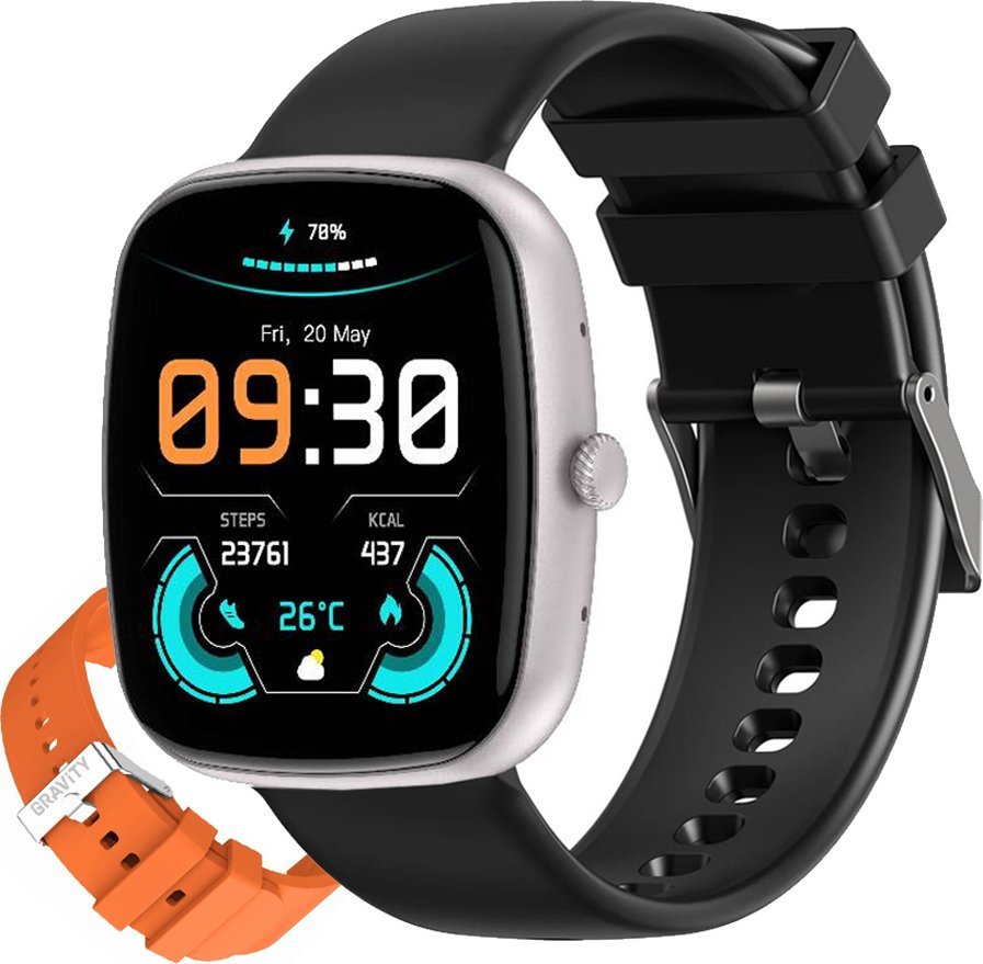 Ora inteligjente Gravity, uniseks, ekran me prekje, rezistente ndaj ujit, e zezë