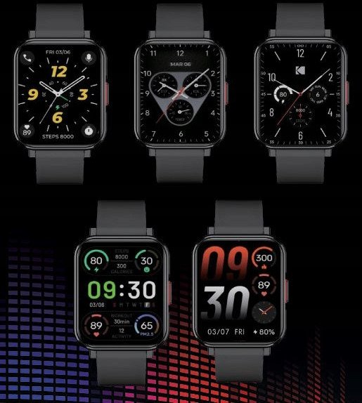 Ora inteligjente Kodak SW-7203, smartwatch, e zezë