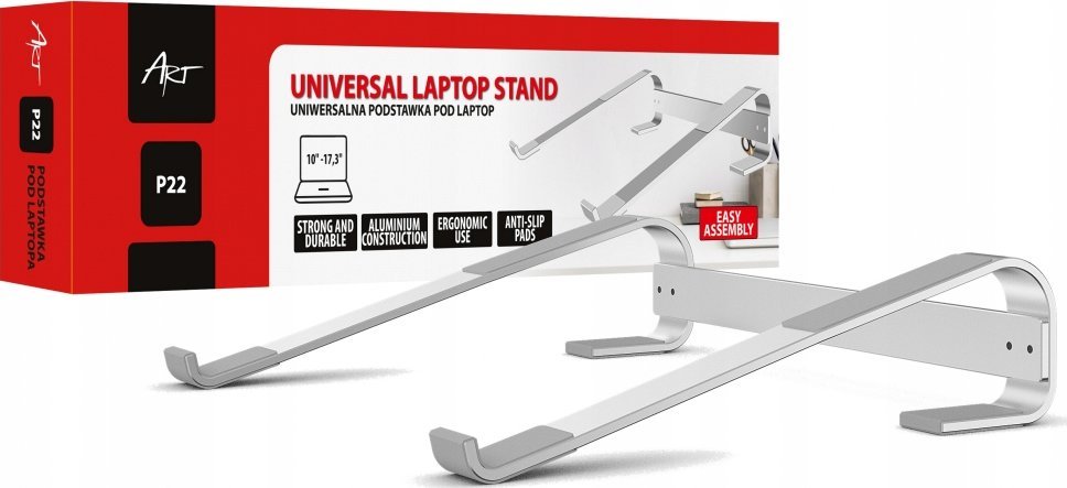 Сталак за лаптоп Арт P22, метален, 10-17\", сребрен