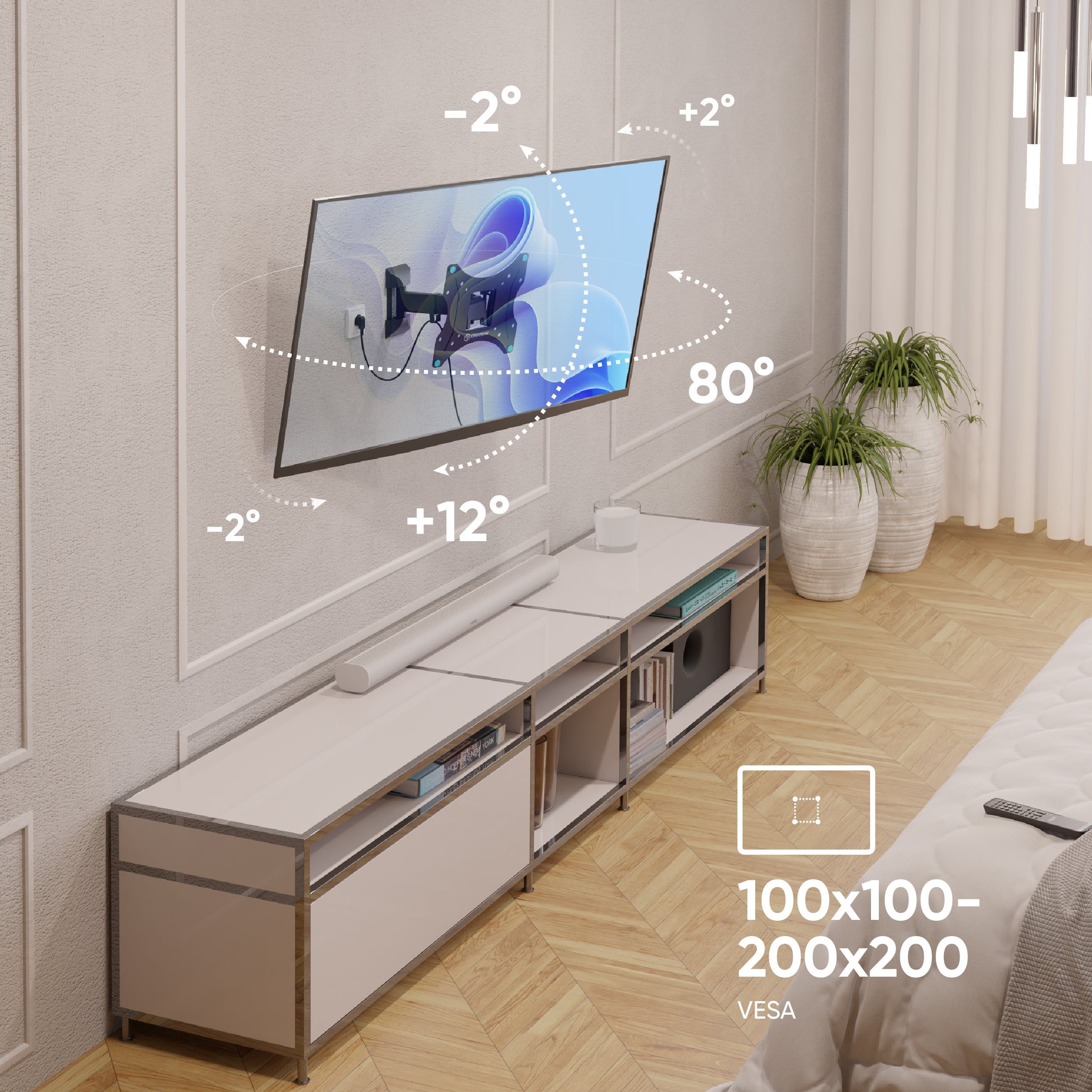 Mbajtës muri për TV Np24, 17" 43", VESA 200x200 mm, i zi