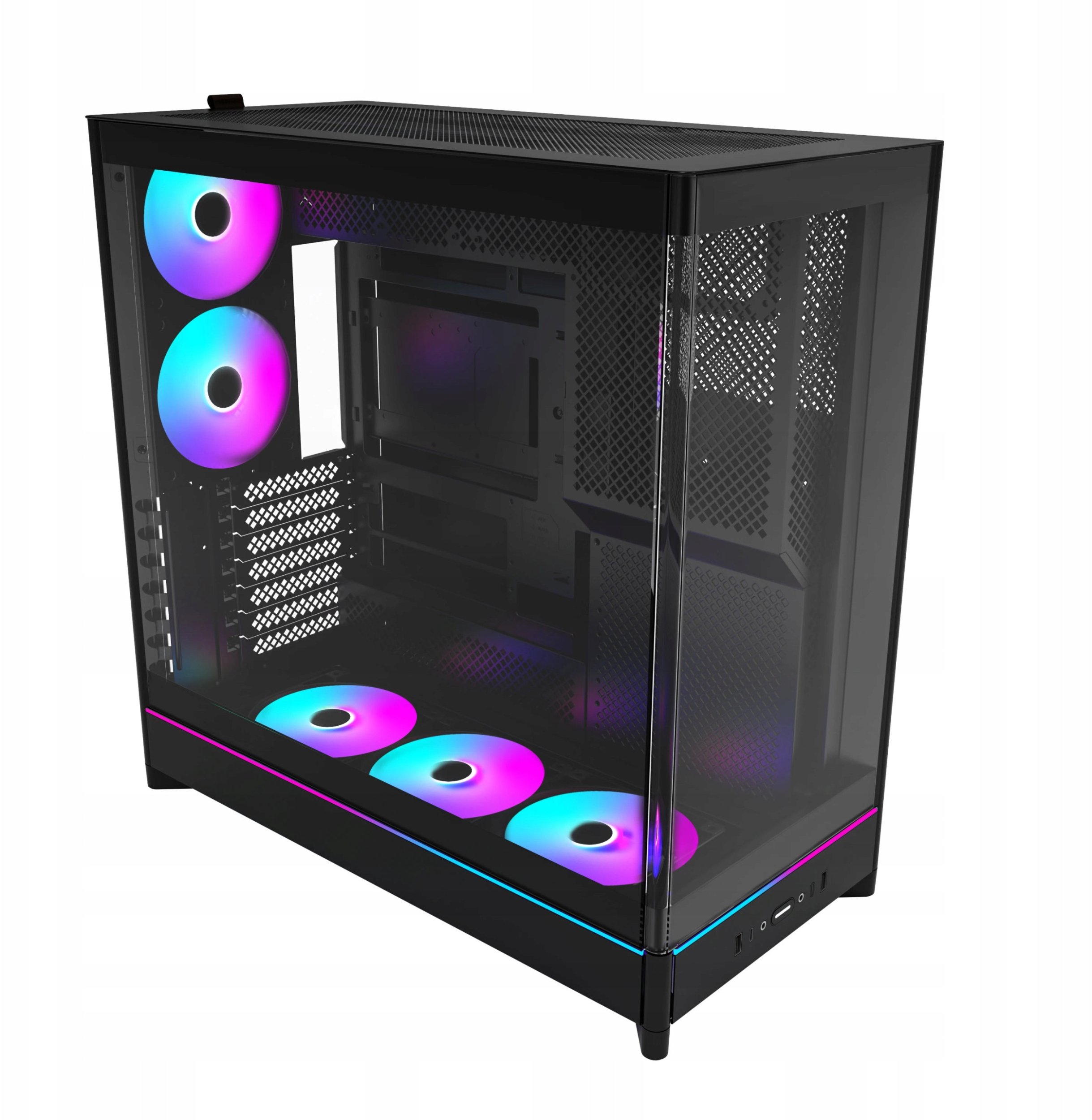Kutia PC MONTECH HS02 Pro, ATX Mid Tower, 5x ventilatorë ARGB PWM, e zezë