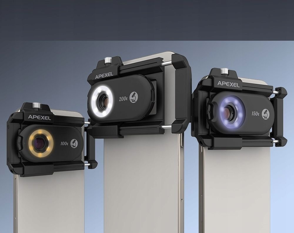 Сет телефонски леќи Apexel APL-MS 3 во 1, зголемување до 200x, CPL филтер, црна