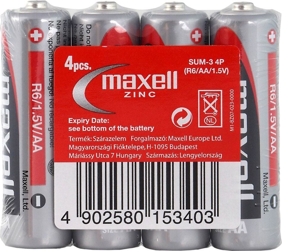 Bateri Maxell Super Power Ace AA R6P, 1.5V, set 4 copë
