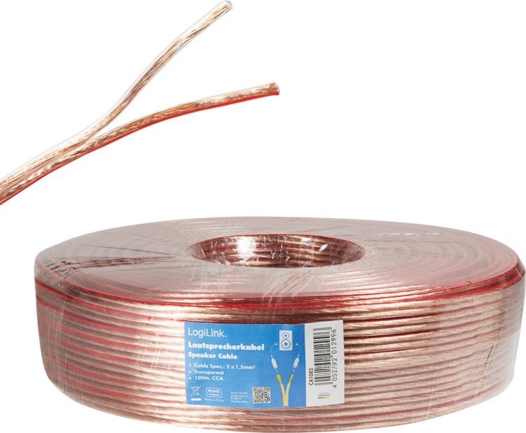 Kabllo audio LogiLink, 100m, izolim transparent, bakër alumini