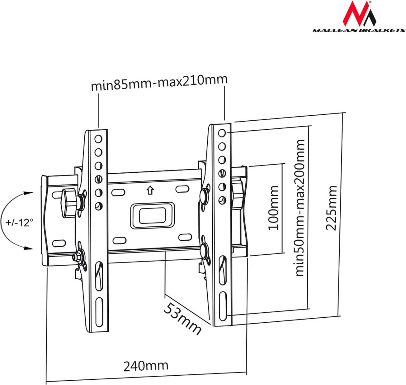 Mbajtës muri për TV Maclean MC-667N, 13"-42", deri 25kg, i zi