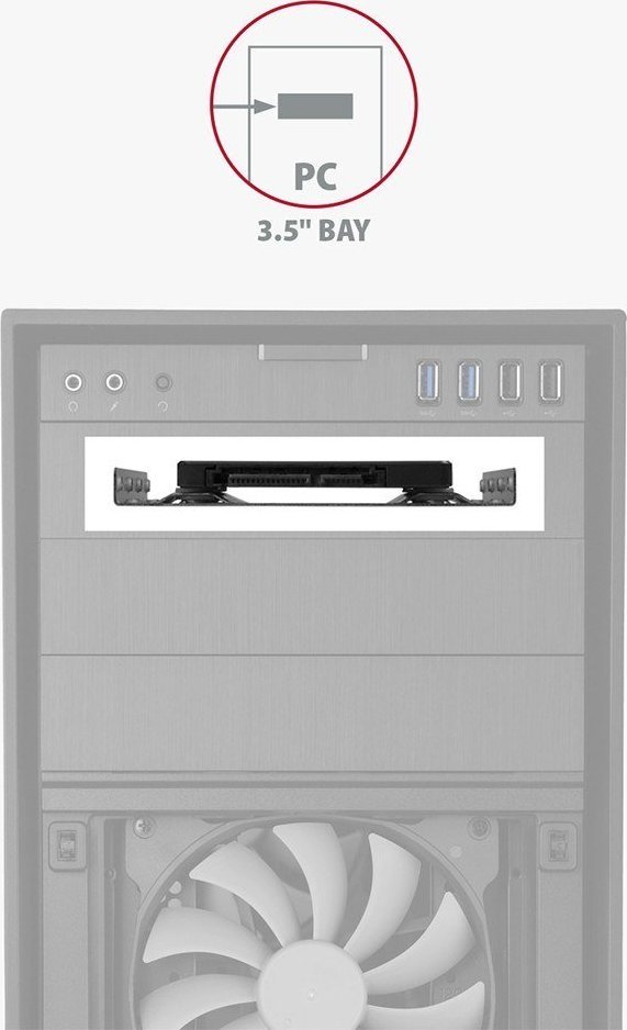 Adapter montimi Axagon RHD-125S, për disk 2.5" në slot 3.5", metalik, i zi