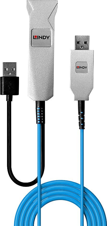 Kabllo USB Lindy 43345, USB A në 2x USB A, 30 m, blu