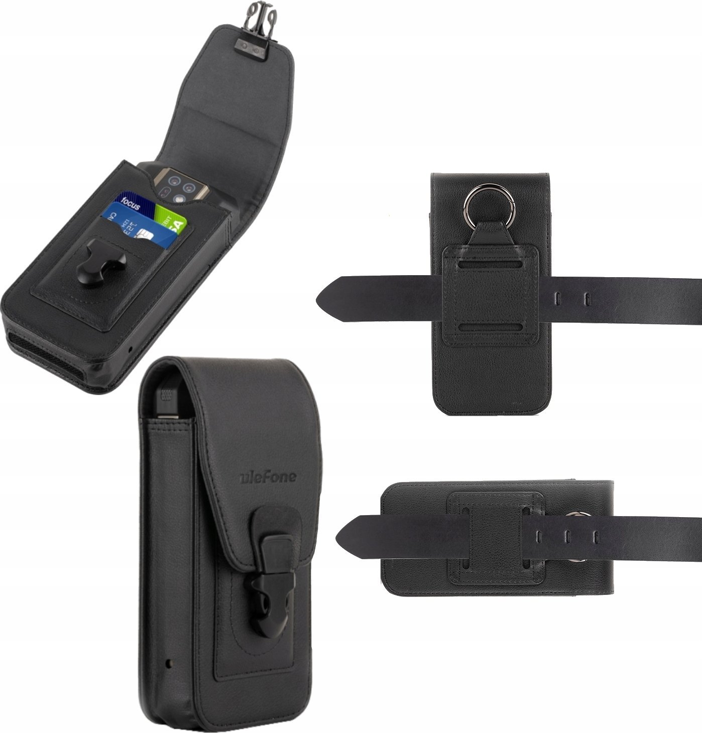 Mbajtëse telefoni UleFone Armor, për Armor 24, me kapëse rripi, e zezë