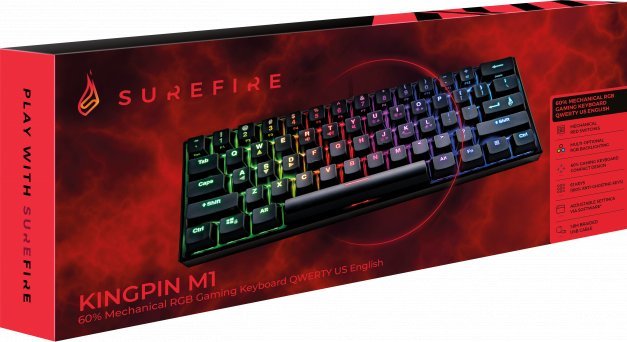 Tastierë mekanike gaming SureFire KingPin M1, RGB, US English, e zezë