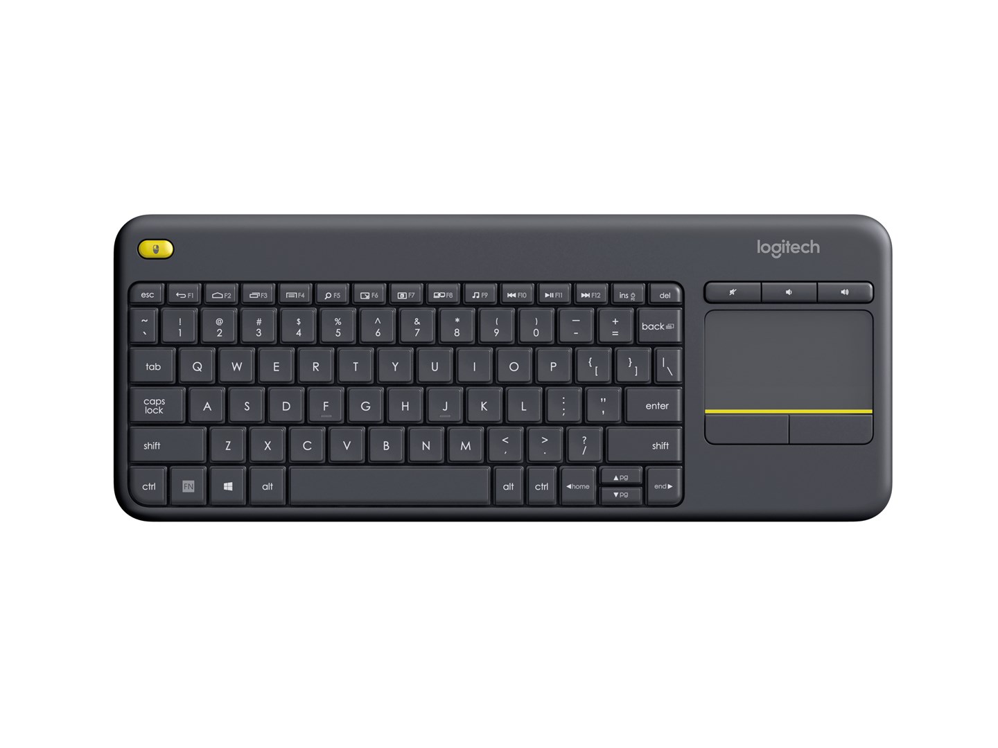 Тастатура со тачпад Logitech K400+, QWERTY, USB безжична, црна