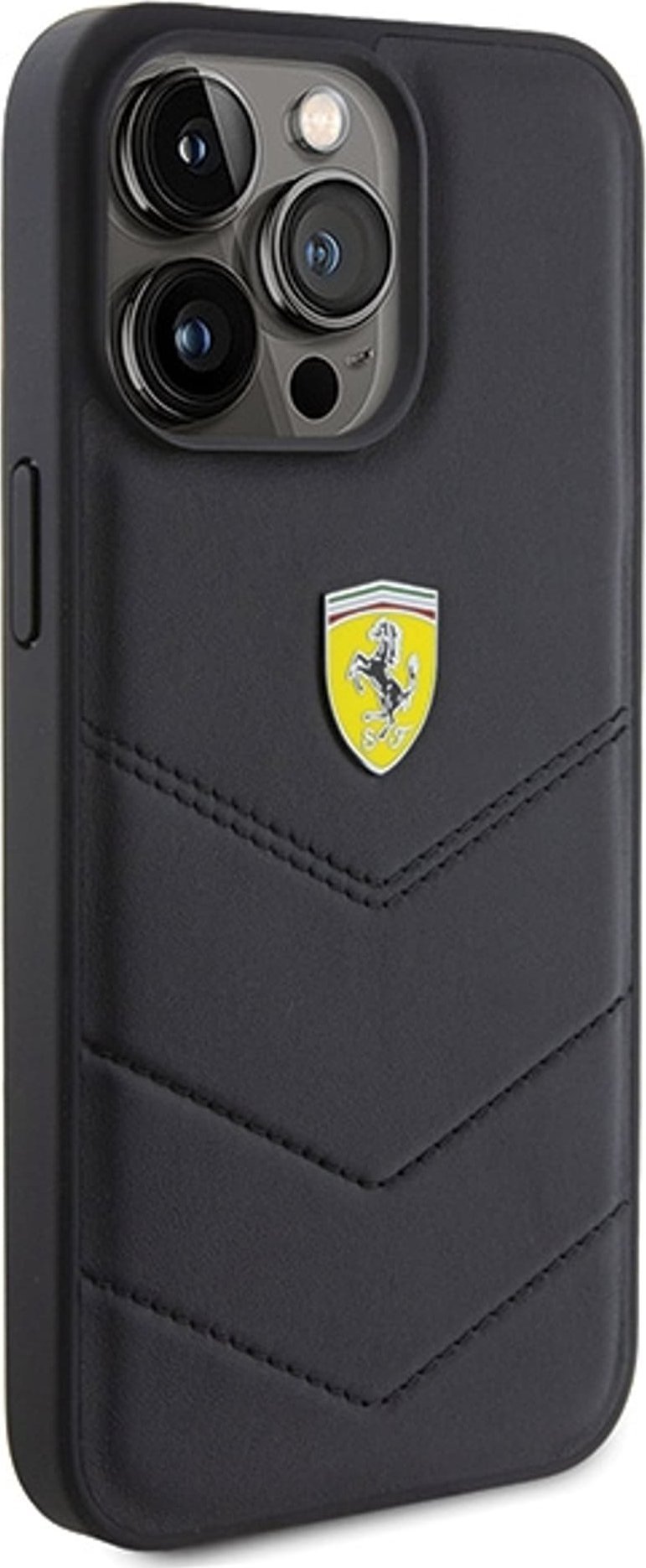 Mbulesë telefoni Ferrari Quilted Metal Logo, për iPhone 15 Pro Max 6.7", plastike, e zezë