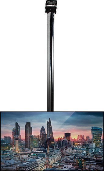 Mbajtëse tavanore B-Tech BT7808/B, për tuba Ø50mm, rrotullim 90°, e zezë