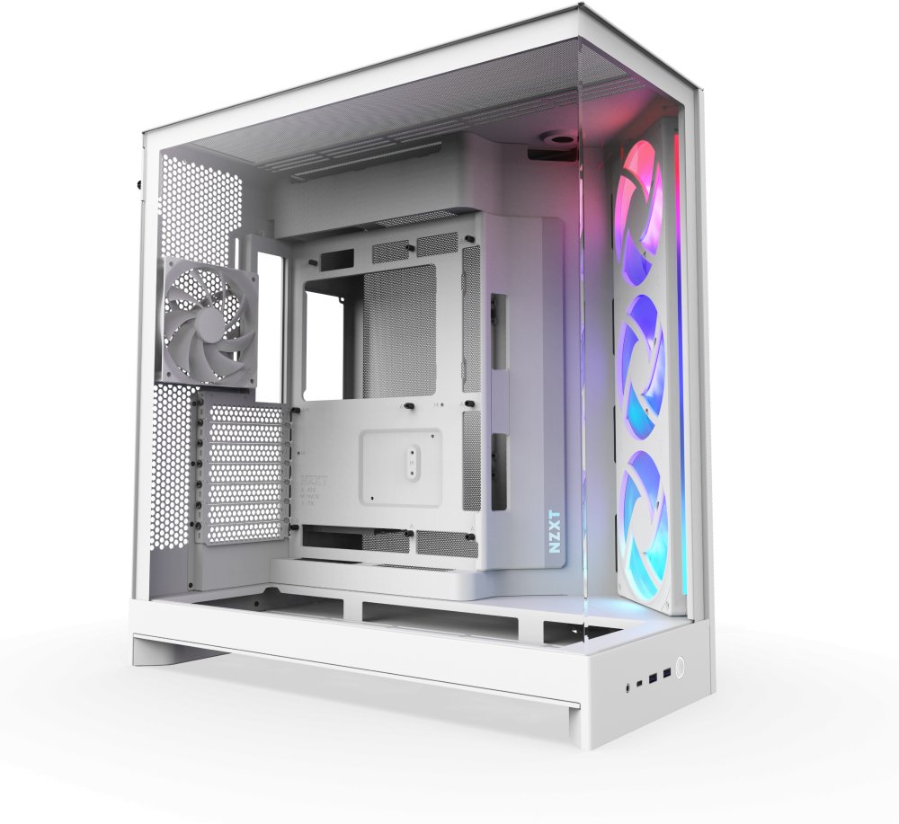 Kornizë PC NZXT H9 Flow RGB 2025, Mid Tower, xham i temperuar, e bardhë