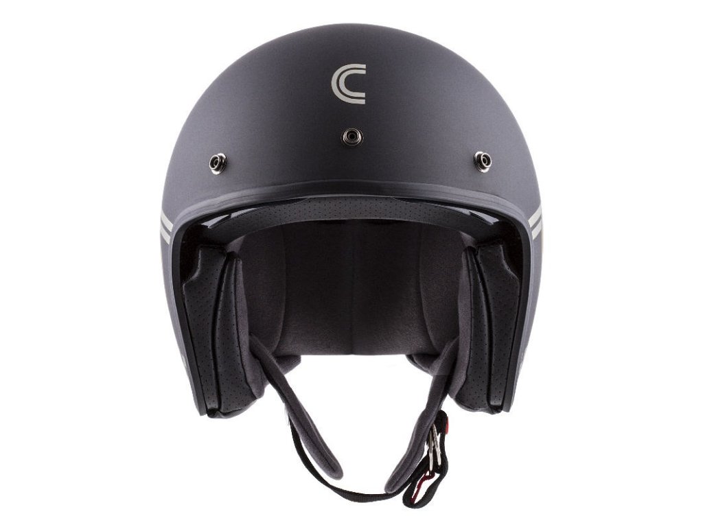 Мото кацига Cassida Oxygen Rondo, поликарбонат, визир за сонце, црна мат со сребрена