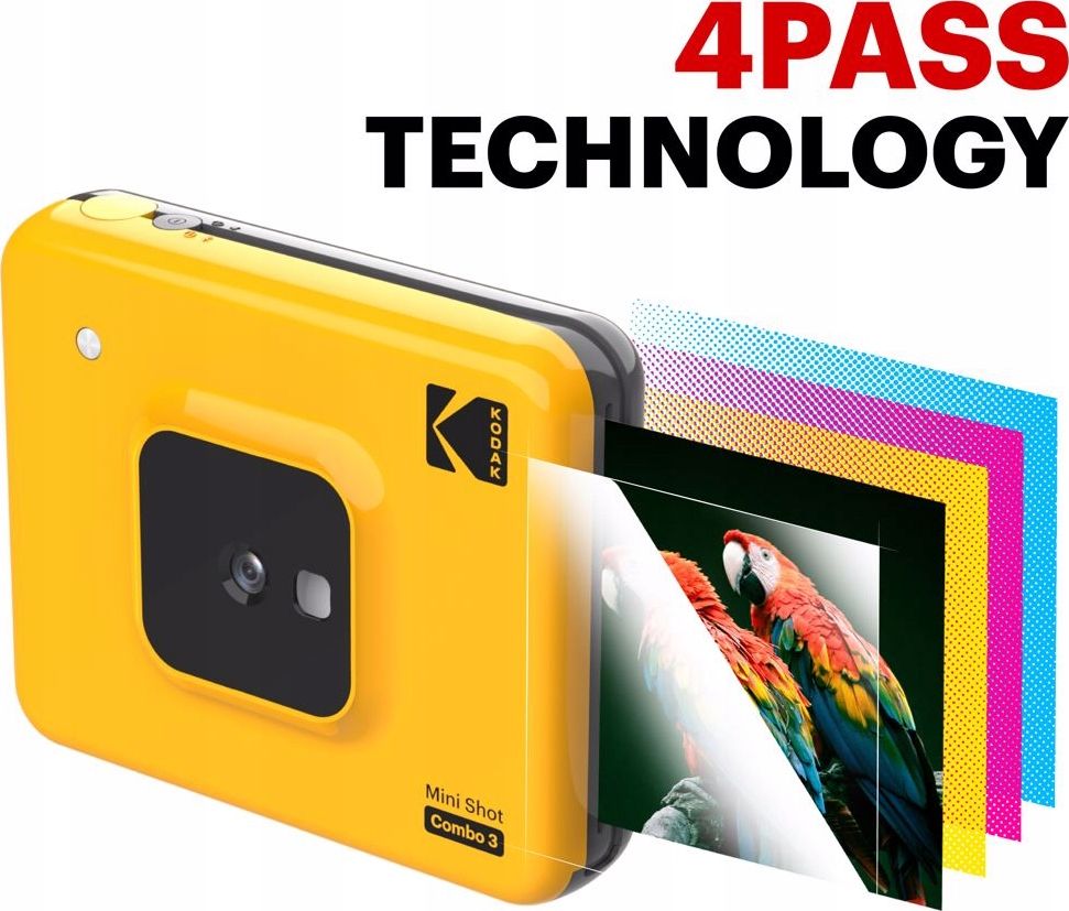Инстант фотоапарат Kodak Mini Shot 3 Retro, 3x3\", печатач за фотографии, жолт