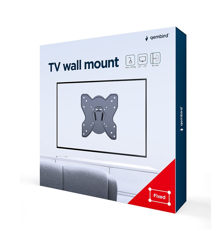 Mbajtëse TV Gembird WM-42F-03, 23-42", 25kg, VESA 200x200, e zezë