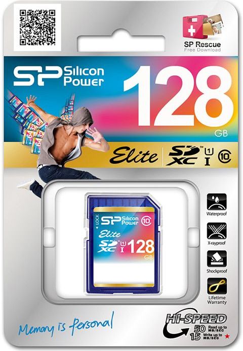 Kartë SD Silicon Power SP128GBSDXAU1V10, 128GB, UHS‑I Class 10, blu