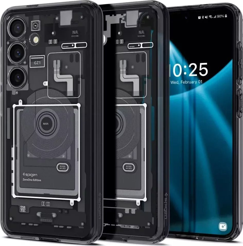 Futrolla Spigen Ultra Hybrid Zero One për Samsung Galaxy S24, TPU dhe polikarbonat, mbrojtje ndaj goditjeve, gri