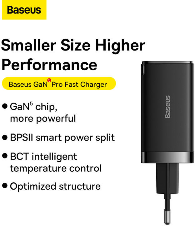 Karikues Baseus GaN5 Pro, 2x USB-C, USB-A, 65W, i zi