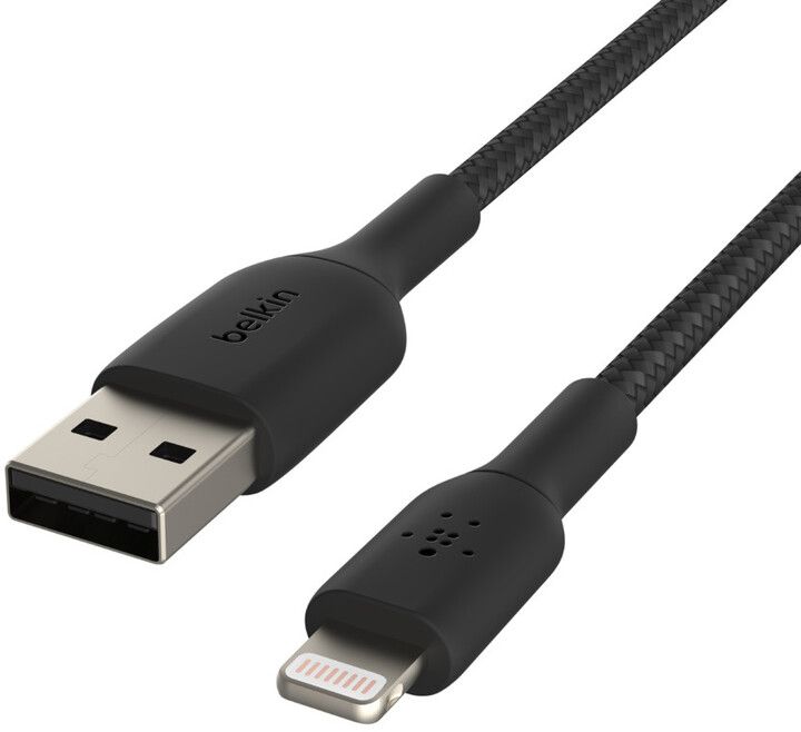 Kabllo Belkin, USB-A - Lightning, M/M, MFi, e thurur, 15cm, e zezë