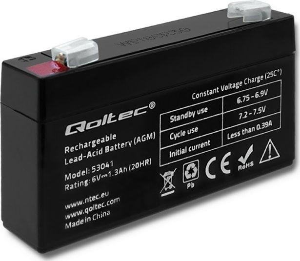 Bateri AGM Qoltec 6V, 1.3Ah, 0.39A