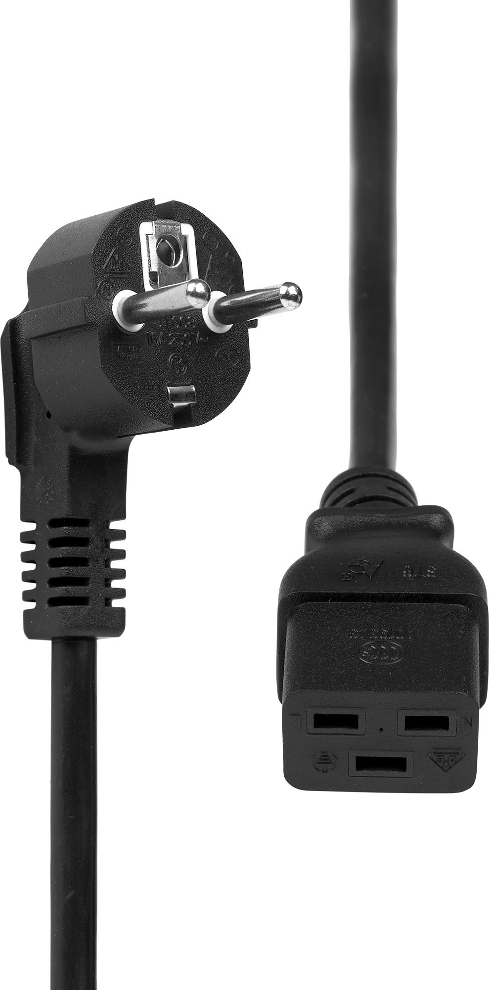 Kabllo rryme ProXtend Power Cord, Schuko me kënd në C19, 1m, e zezë