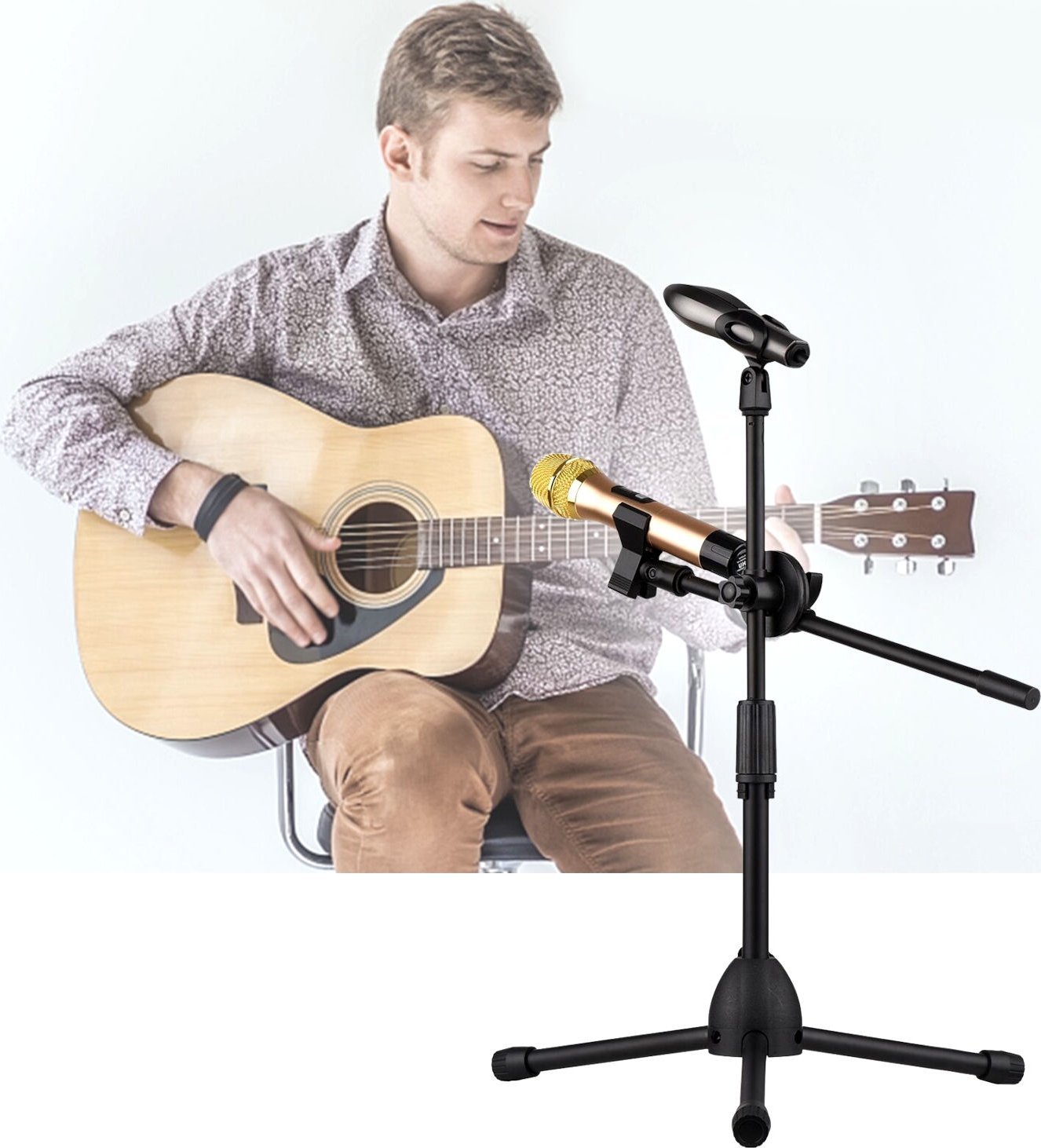 Stativ mikrofoni Mozos SM803 PRO, lartësi e rregullueshme 75 155 cm, kapacitet 1.5 kg, i zi