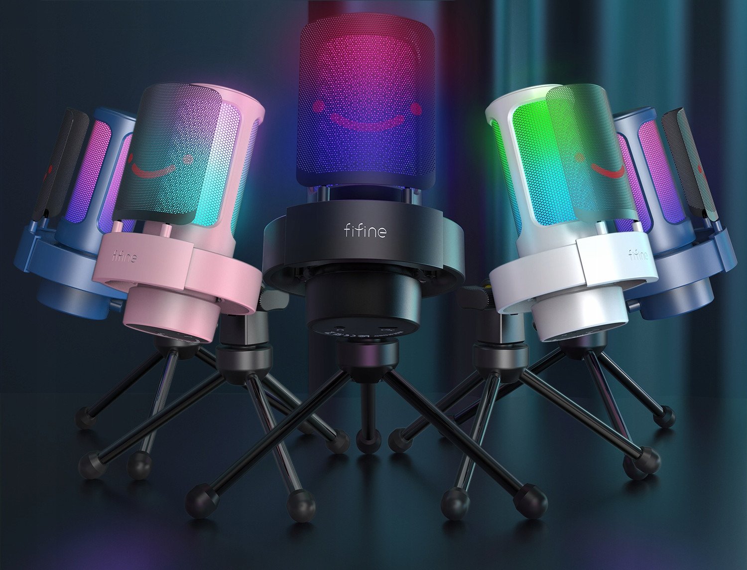 Mikrofon studio Fifine A8 RGB, USB, për streaming, i bardhë