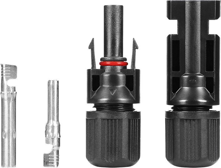 Konektorë MC4 për panele fotovoltaike, set 100 copë, 1000V DC, të zinj