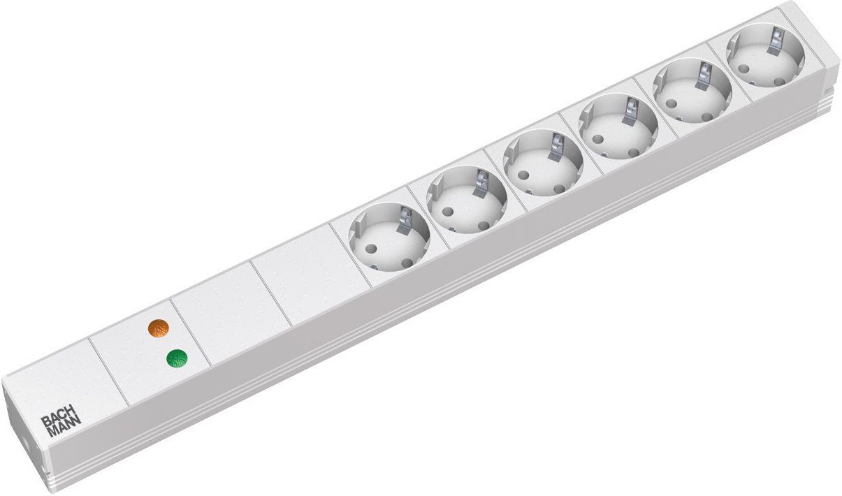 Parazgjedhës rryme Bachmann, 5x Schuko, kabllo 2m, gri