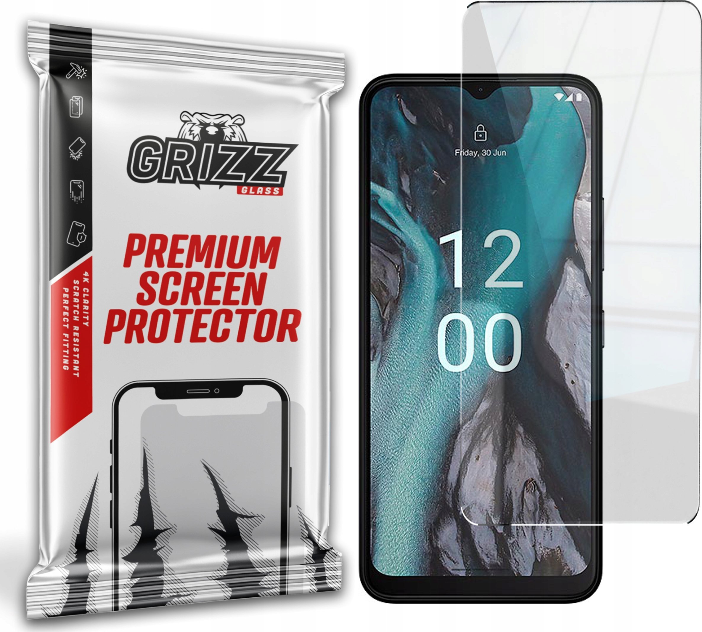 Xham mbrojtës hibrid GrizzGlass Nokia C22, transparence, kundër gjurmëve