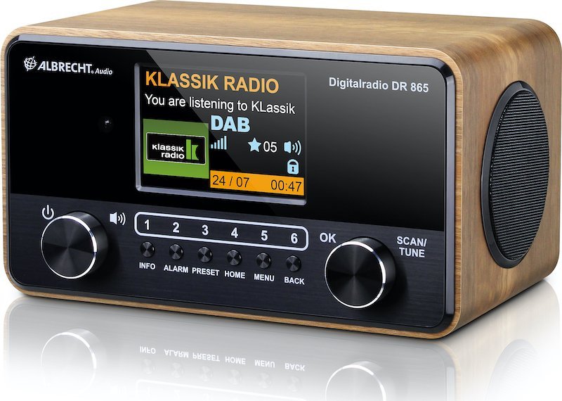 Radio digjitale Albrecht DR 865 Senior, DAB+ FM, 14W, dru e zezë