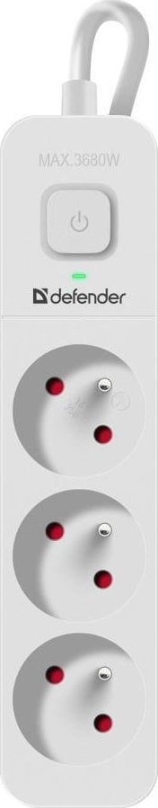 Разводна приклучница Defender SFS 131, 3 излеза, кабел 1.5 m, бела