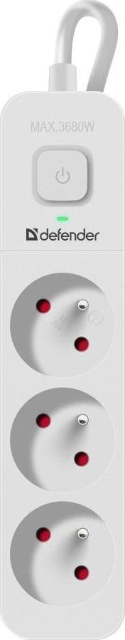 Разводна приклучница Defender SFS 131, 3 излеза, кабел 1.5 m, бела