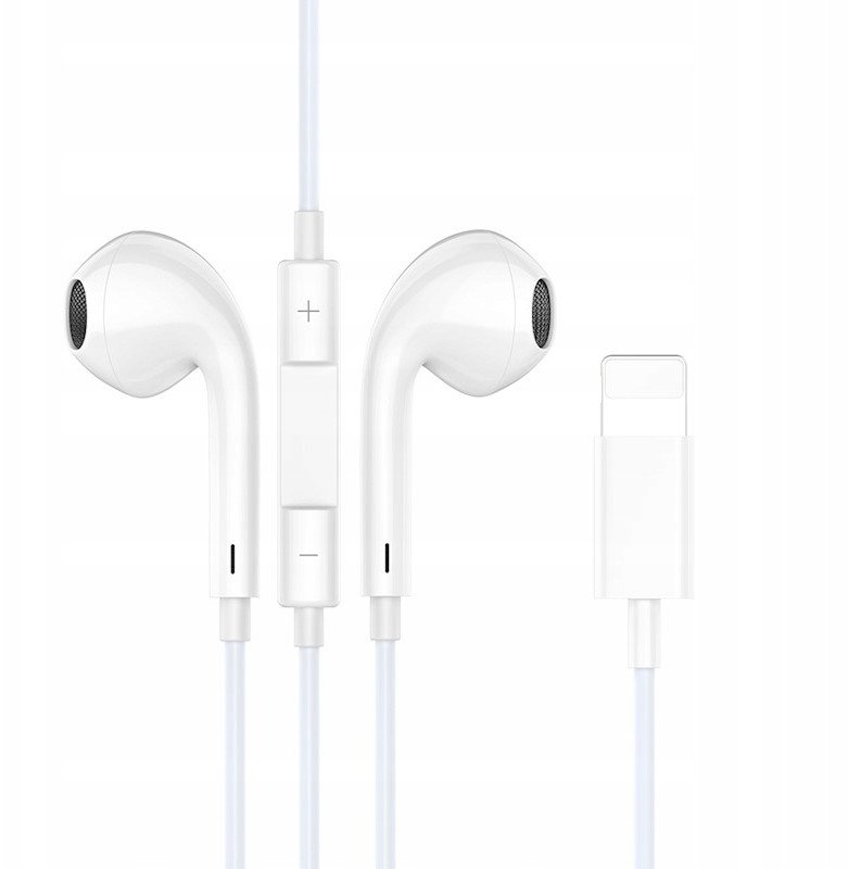 Kufje in ear BWOO, Lightning, 1.2m, me mikrofon, të bardha