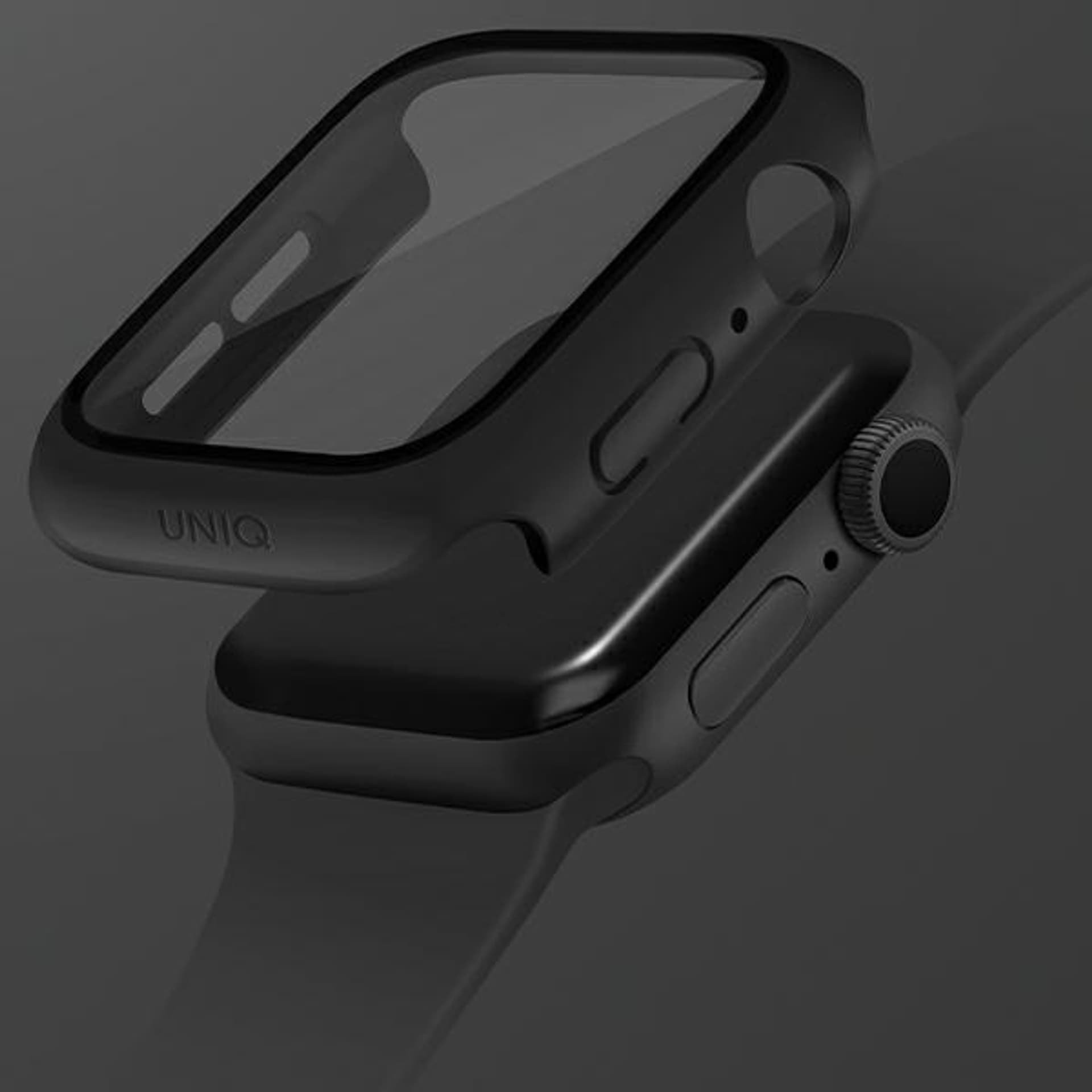 Kapak mbrojtës Uniq Nautic për Apple Watch 7/8 45mm, xham i temperuar, IP68, i zi